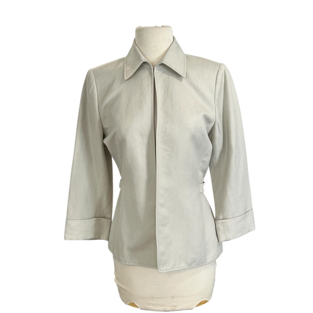 Isabella De Marco Women’s Linen Rayon Blend Cream Blazer Jacket Size 4